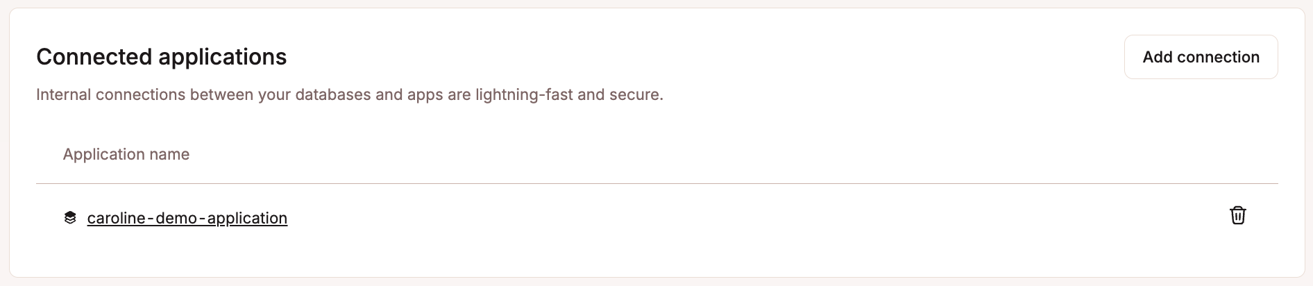 Internal connections between databases and applications.